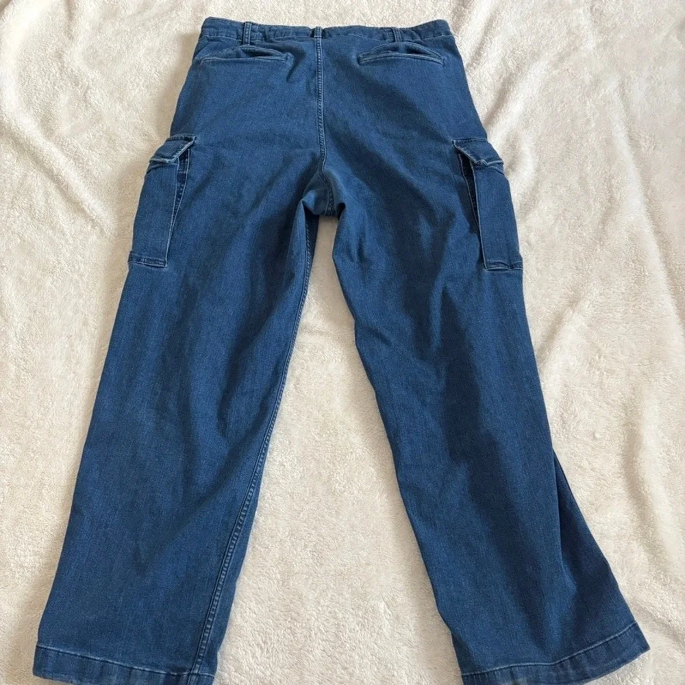 UNIQLO Adjustable Denim Cargo Pants Mens Size L Waist 33-36 In Blue